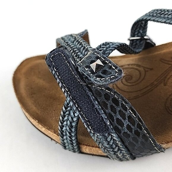 Taos Sandal Strappy Grey Leather Braided Low Cork Wedge Sole Size 7- 7.5 - Picture 9 of 16